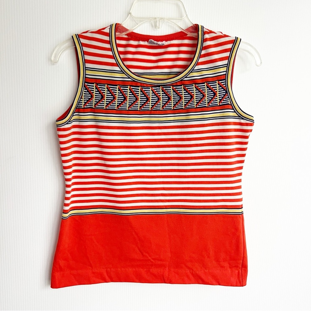 Vintage 1970s Bodin Knits Stretch Orange Tank Top